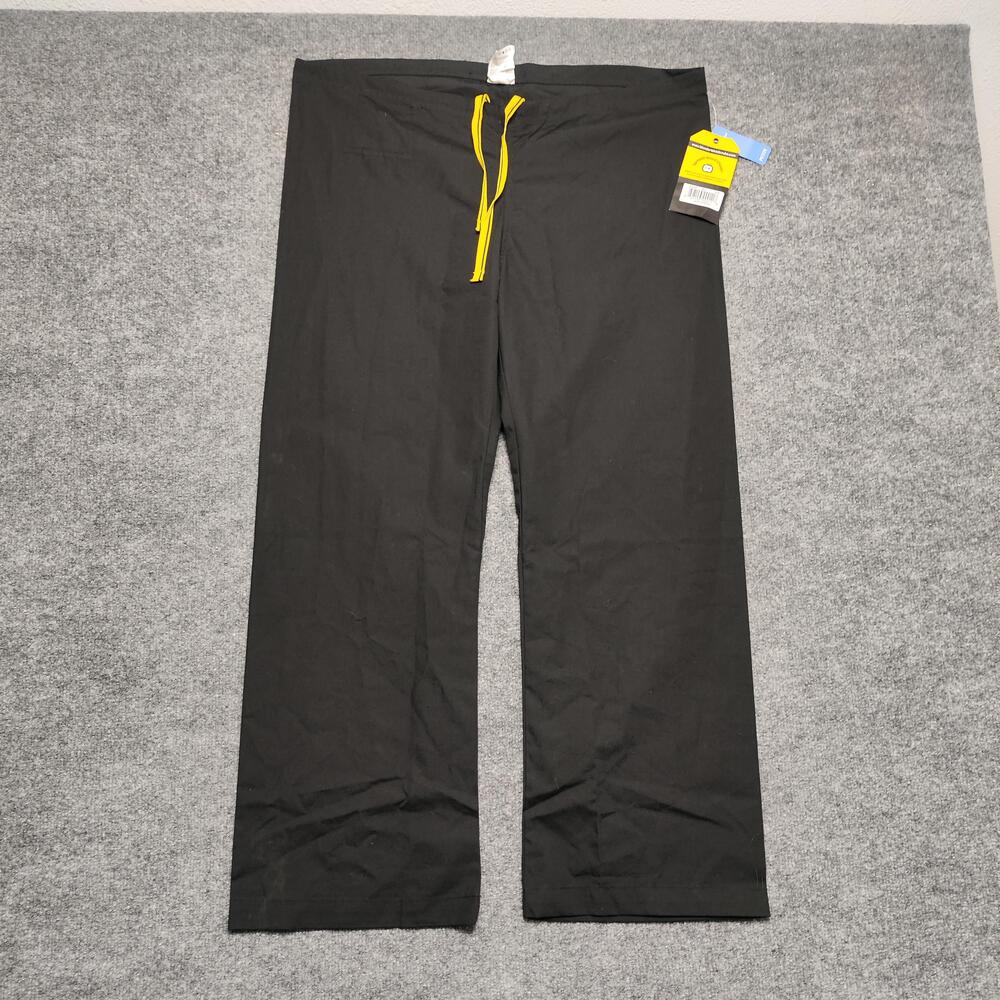 WonderWink Pants Womens Petite Medium Black Cargo Scrub Drawstring Pockets